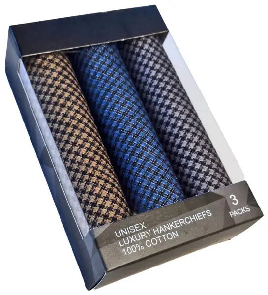 sand/blå/grå houndstooth-mønster