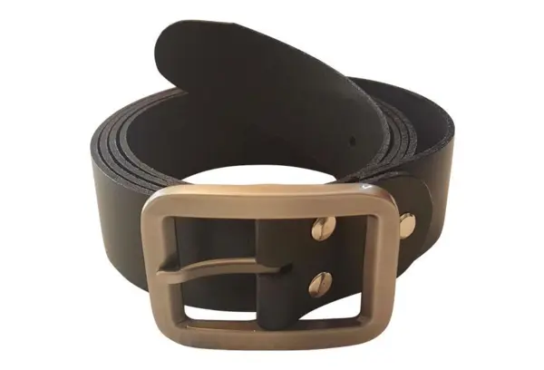 Svart lærbelte m/ stort spenne (Scanbelt)