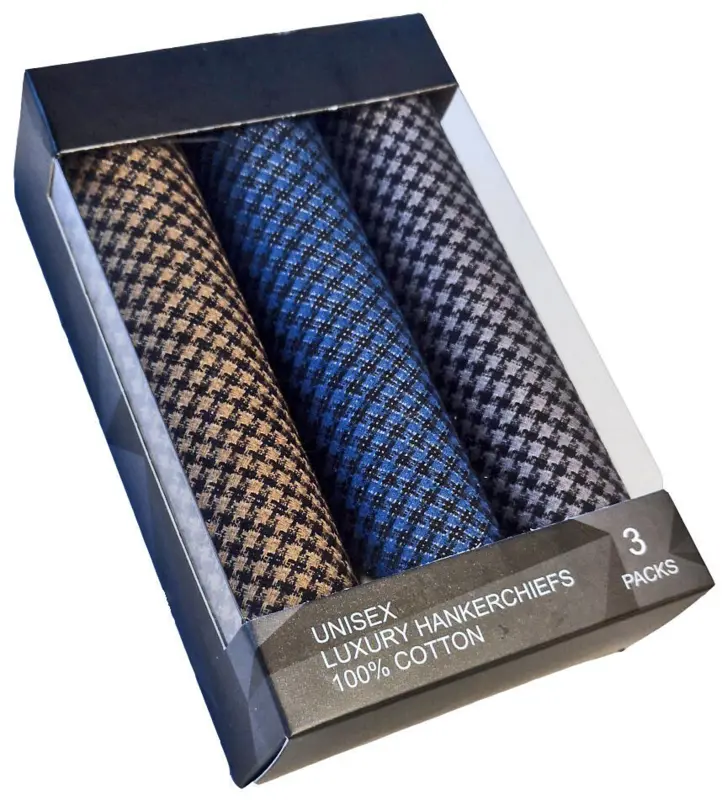 sand/blå/grå houndstooth-mønster