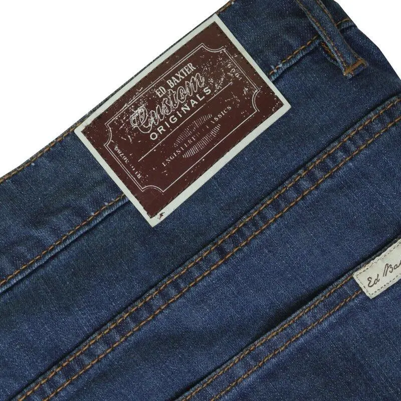 Ed Baxter denimblå jeans med stretch (32\")