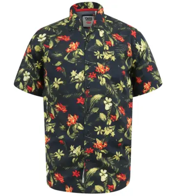 Svart skjorte med tropisk blomsterprint (TALL)