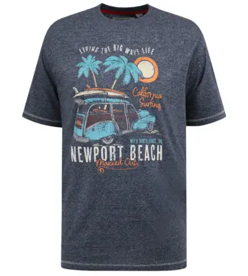 Navymelert T-skjorte med surferprint