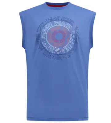 Ermeløs T-skjorte med “South Beach Miami” print