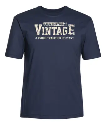 Marineblå T-skjorte med vintage-print