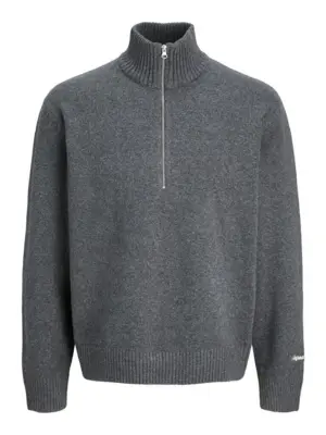 JORNORREBRO Mørkegrå Melert Strikk Half Zip